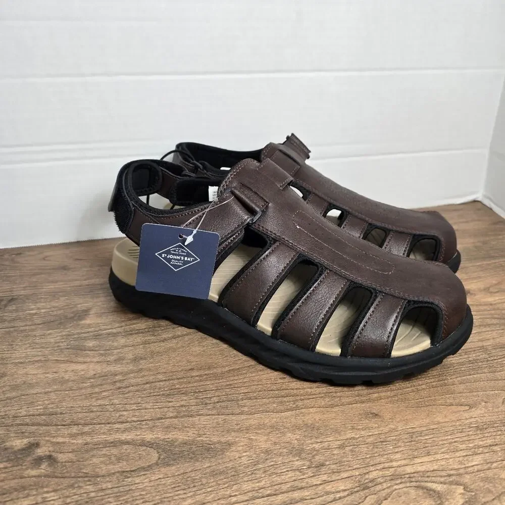 St. John's Bay Brown Leather Fisherman Sandals men's Size 10 NWT